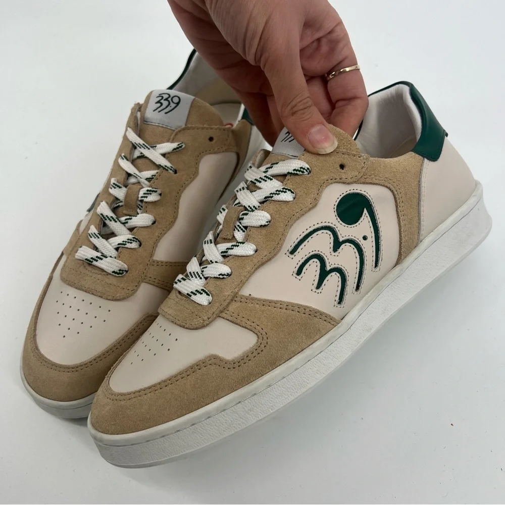 339 Elite Edition Varsity Green Cream Suede Designer Classic Lace Up Sneakers 40 - Picture 5 of 8